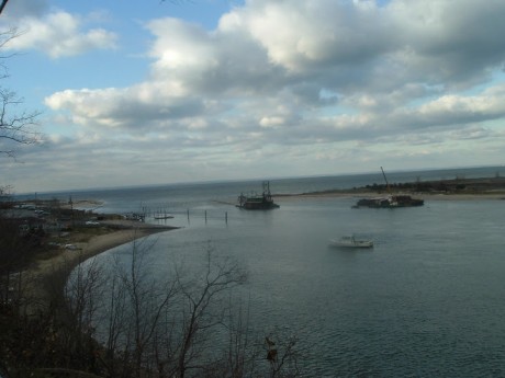 Dredging in Long Island Sound. Photo by Robert Gelling, Kings Park High School.