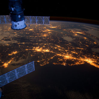 Sound Spotlight celebrates 50th anniversary of Earth Day with a photo taken the International Space Station from 6 feb 2012 show east coast United States at night. Long Island Sound can be seen in the right corner.