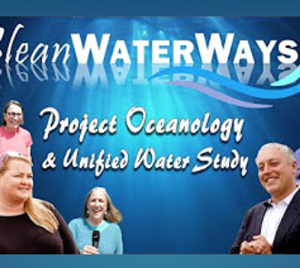 A screenshot of the Clean Water Ways title page showing some of the people interviewed for the video series
