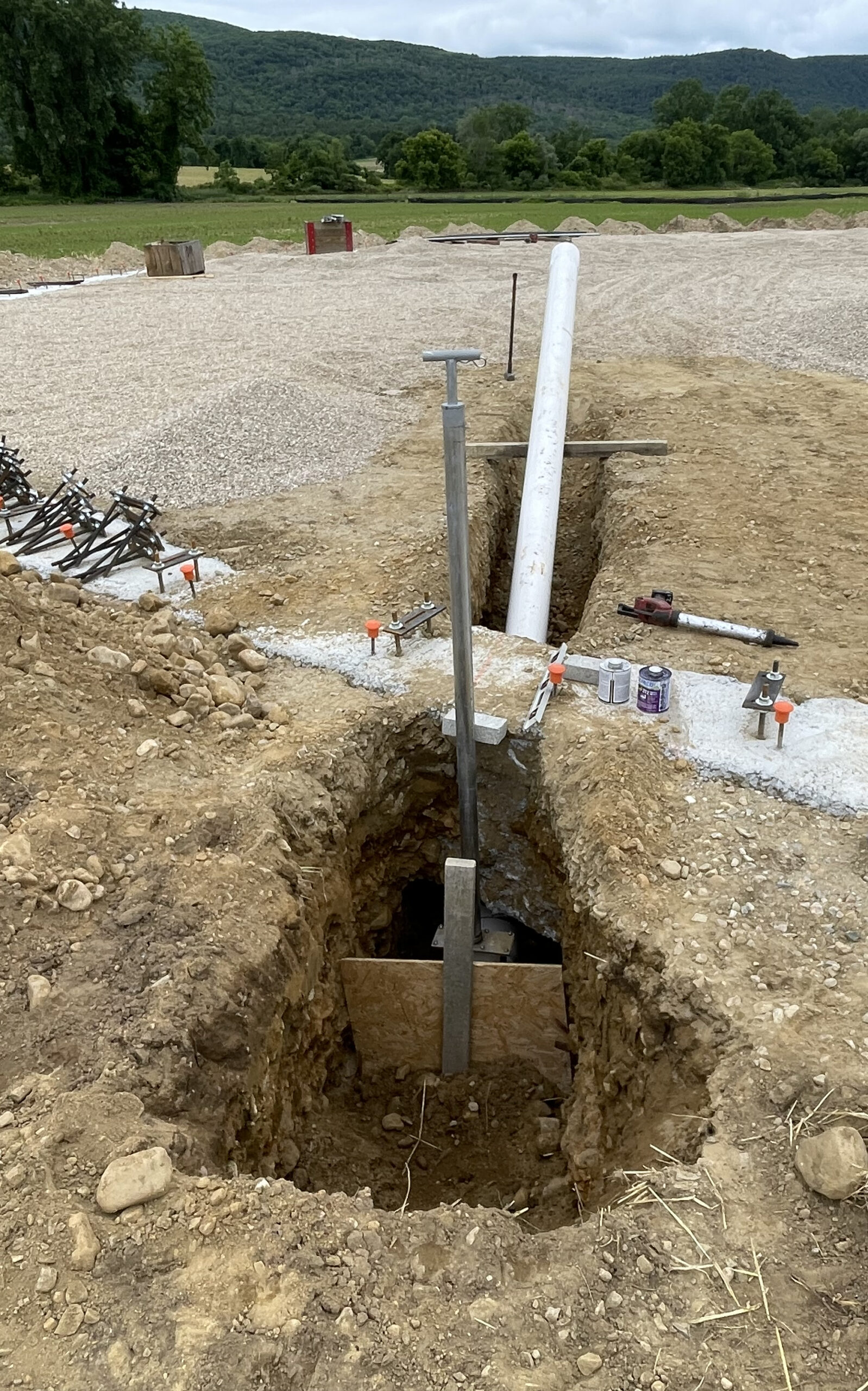 A construction area in dirt.