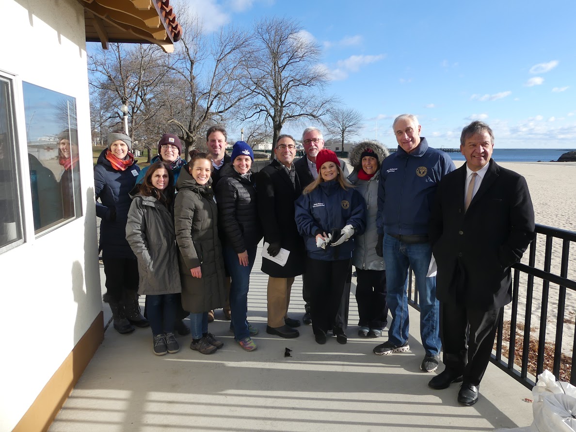 Congressman-elect George Latimer joined long island sound partnership partners, SRC staff, and grantees at the announcement of planning awards at staff Rye Town Park, New York. 
